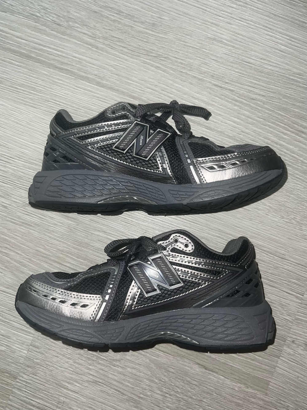 New Balance Kids' Black and Gray Lace-Up Sneakers
